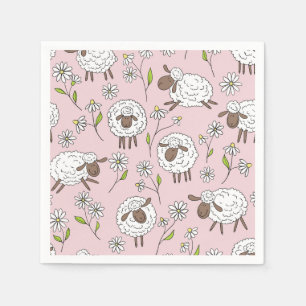 Counting sheep on cotton candy pink napkins
