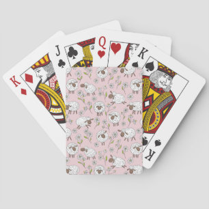 Counting sheep on cotton candy pink poker cards