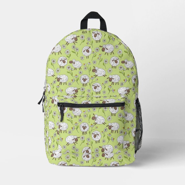 Counting sheep on honey dew printed backpack (Front)