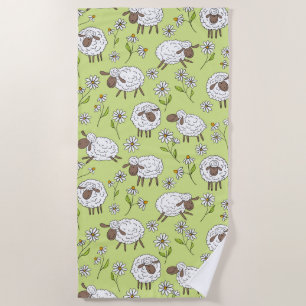 Counting sheep on honney dew green beach towel