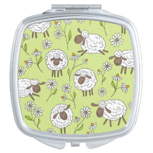 Counting sheep on honney dew green compact mirror