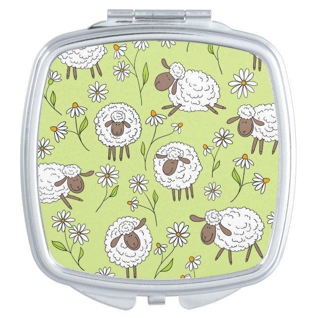 Counting sheep on honney dew green compact mirror (Front)