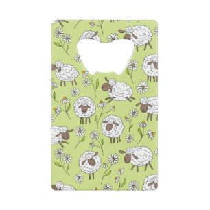 Counting sheep on honney dew green credit card bottle opener