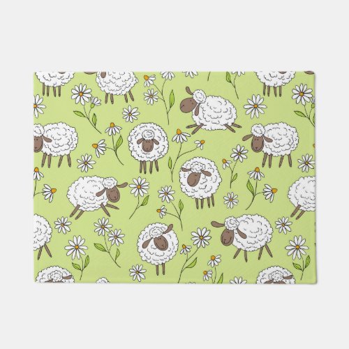 Counting sheep on honney dew green doormat