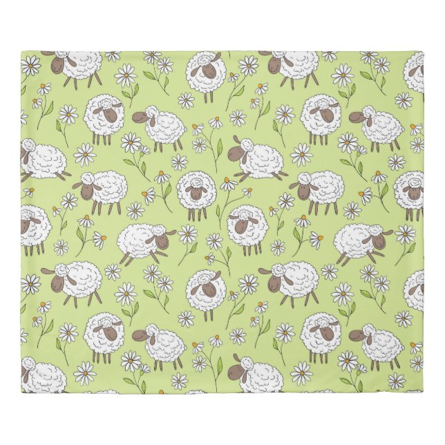 Counting sheep on honney dew green duvet cover (Front)