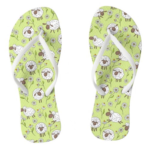 Counting sheep on honney dew green flip flops