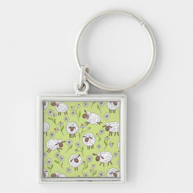 Counting sheep on honney dew green keychain (Front)