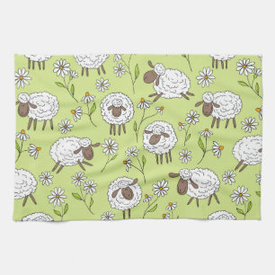 Counting sheep on honney dew green kitchen towel
