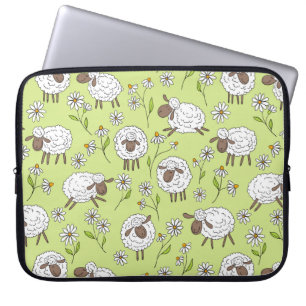 Counting sheep on honney dew green laptop sleeve