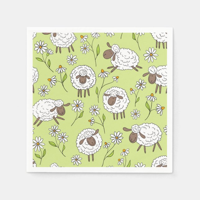 Counting sheep on honney dew green napkins (Front)