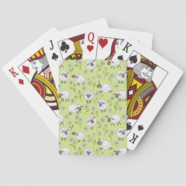Counting sheep on honney dew green poker cards (Back)