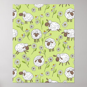 Counting sheep on honney dew green poster