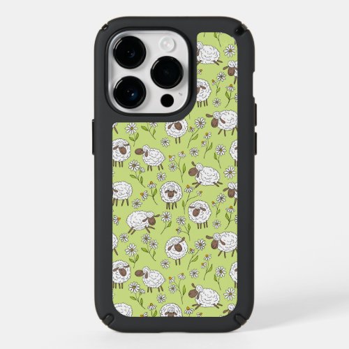 Counting sheep on honney dew green speck iPhone 14 pro case