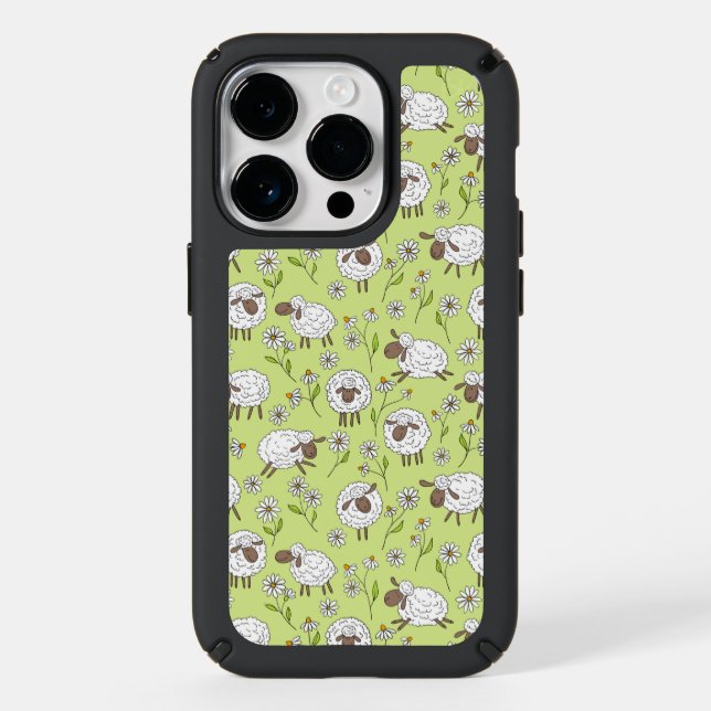 Counting sheep on honney dew green speck iPhone case (Front)