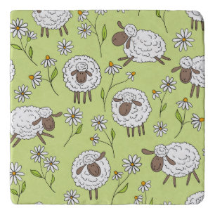 Counting sheep on honney dew green trivet