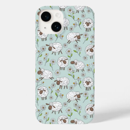 Counting sheep on sea glass blue Case_Mate iPhone 14 case