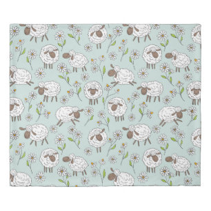 Counting sheep on sea glass blue duvet cover