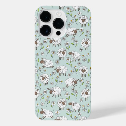 Counting sheep on sea glass blue iPhone 14 pro max case