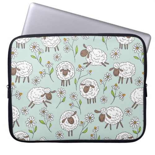 Counting sheep on sea glass blue laptop sleeve