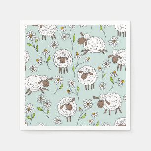Counting sheep on sea glass blue napkins