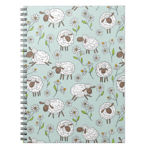 Counting sheep on sea glass blue notebook
