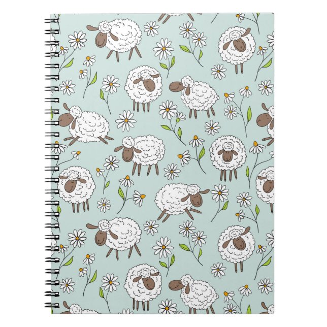 Counting sheep on sea glass blue notebook (Front)