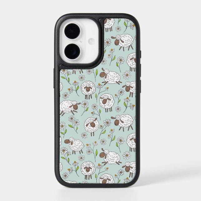 Counting sheep on sea glass blue otterbox iPhone case (Back)