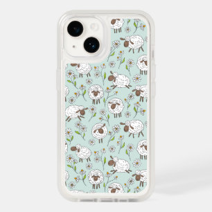 Counting sheep on sea glass blue OtterBox iPhone 14 case