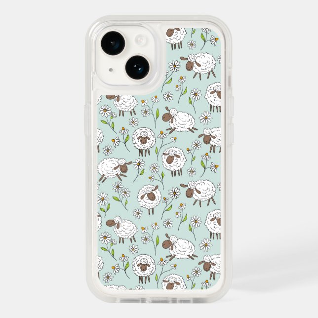 Counting sheep on sea glass blue otterbox iPhone case (Back)