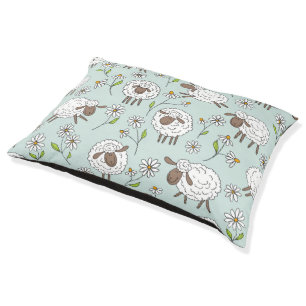 Counting sheep on sea glass blue pet bed