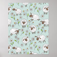 Counting sheep on sea glass blue