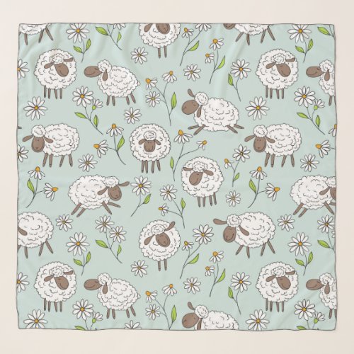 Counting sheep on sea glass blue scarf