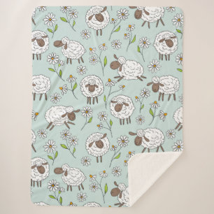 Counting sheep on sea glass blue sherpa blanket