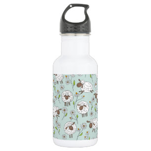 Counting sheep on sea glass blue stainless steel water bottle