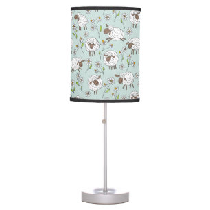 Counting sheep on sea glass blue table lamp
