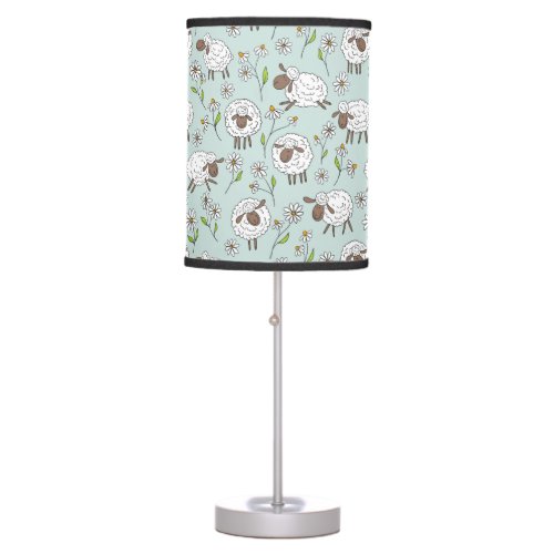 Counting sheep on sea glass blue table lamp