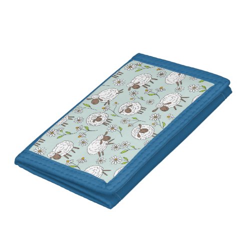 Counting sheep on sea glass blue trifold wallet