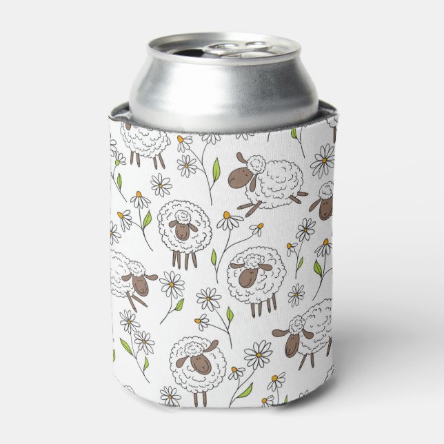 Counting sheep on white can cooler (Can Front)