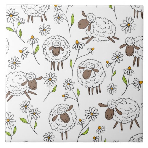 Counting sheep on white ceramic tile