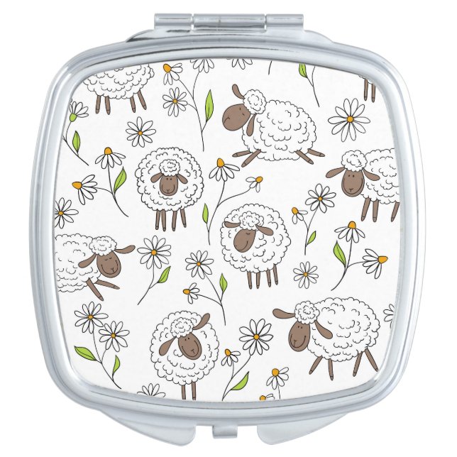 Counting sheep on white compact mirror (Front)