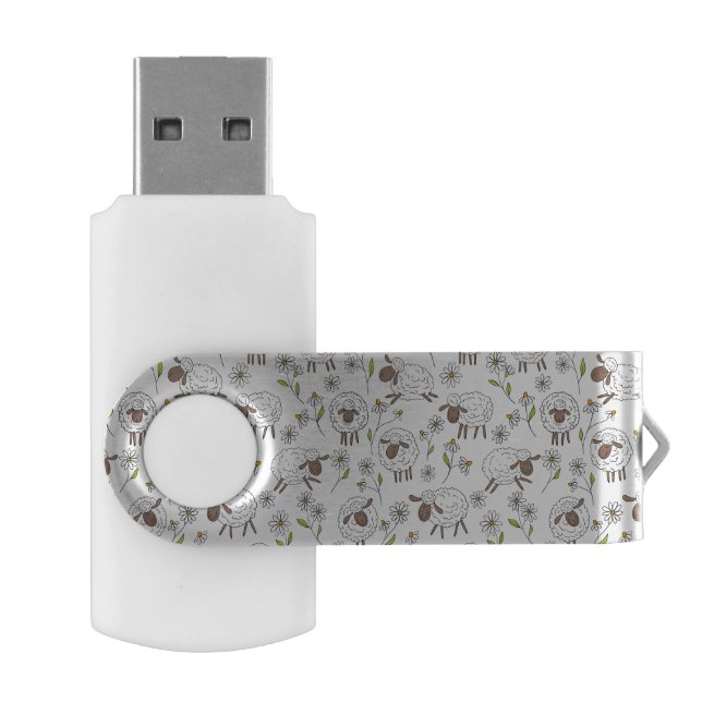 Counting sheep on white flash drive (Opened)