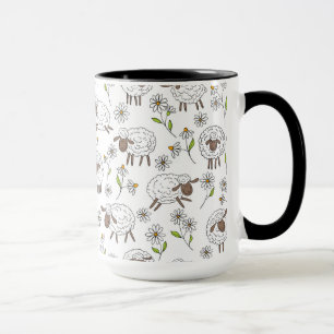 Counting sheep on white mug