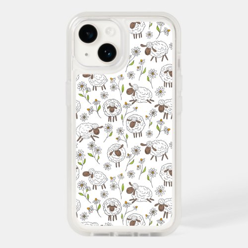 Counting sheep on white OtterBox iPhone 14 case