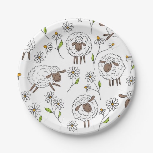 Counting sheep on white paper plates