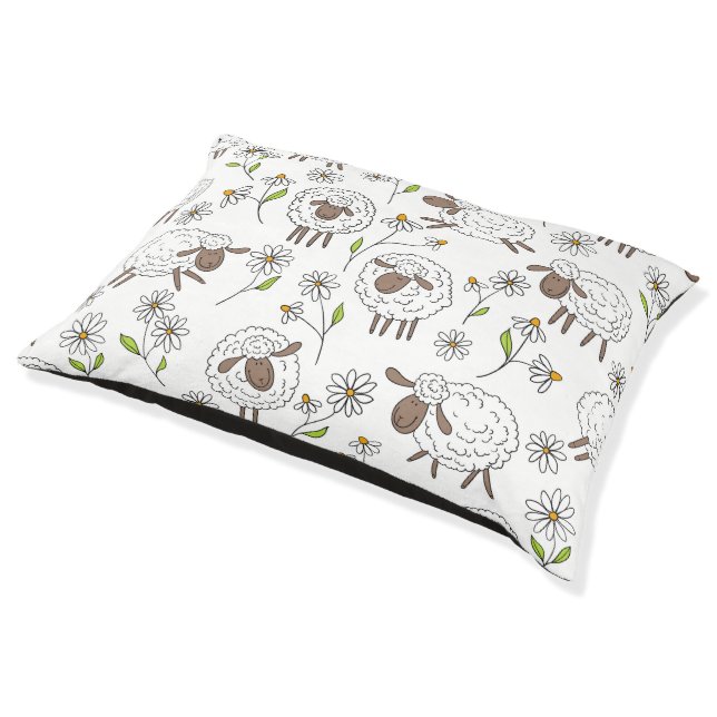 Counting sheep on white pet bed (Angled)