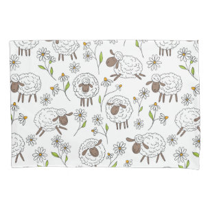 Counting sheep on white pillow case