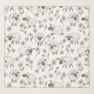 Counting sheep on white scarf