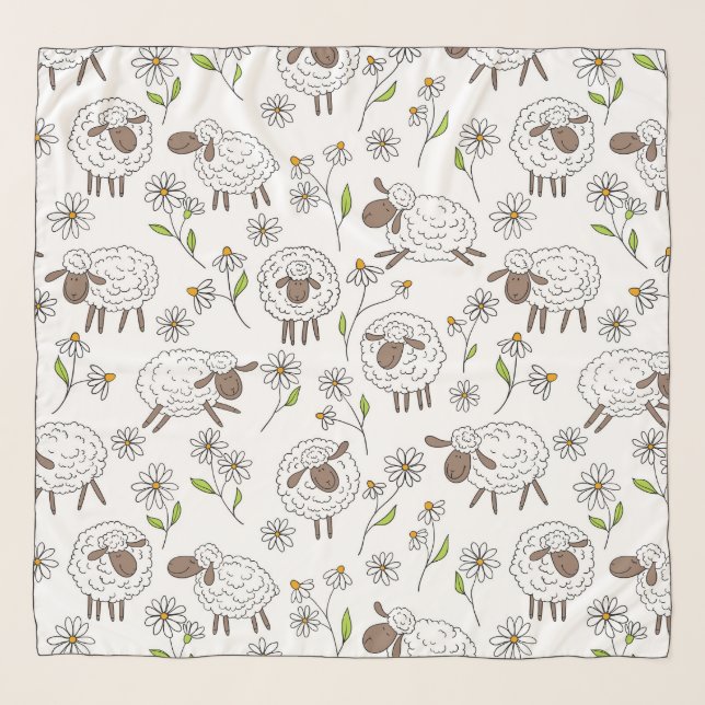 Counting sheep on white scarf (Front)