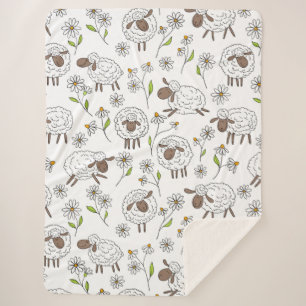 Counting sheep on white sherpa blanket