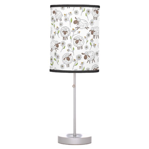 Counting sheep on white table lamp